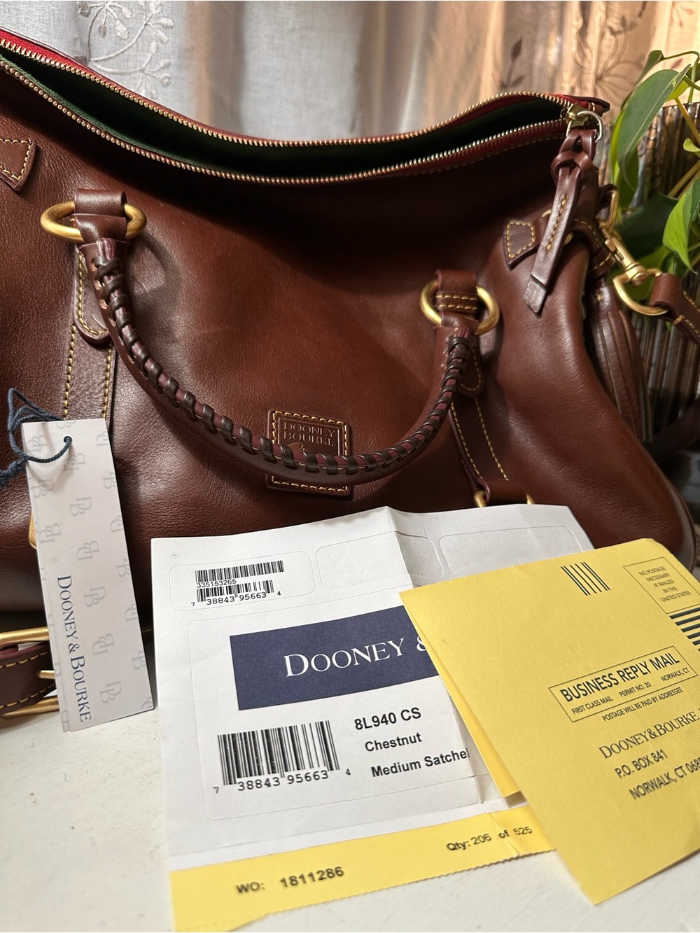 Chestnut Dooney & Bourke Florentine Leather Satchel NWT - Picture 2 of 13